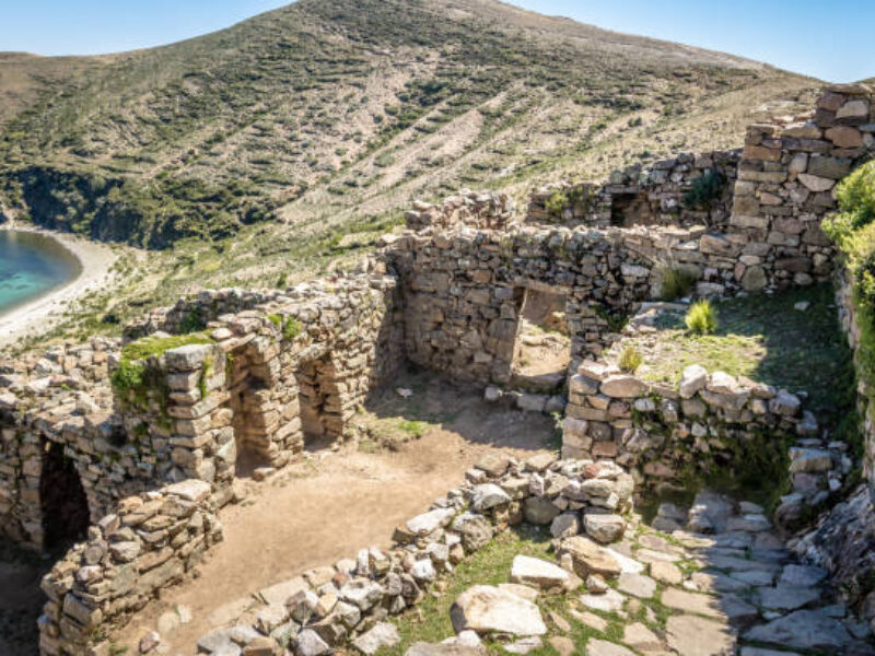 Chincana (labyrinth) inca ruins in Isla del Sol on Titicaca Lake - Bolivia
